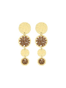 Sàntibé elegante champagne mini Lupin pendente orecchini mini LUP-CHAM-BO donna beige marrone oro 0034