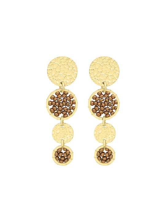 Sàntibé elegante champagne mini Lupin pendente orecchini mini LUP-CHAM-BO donna beige marrone oro 0034
