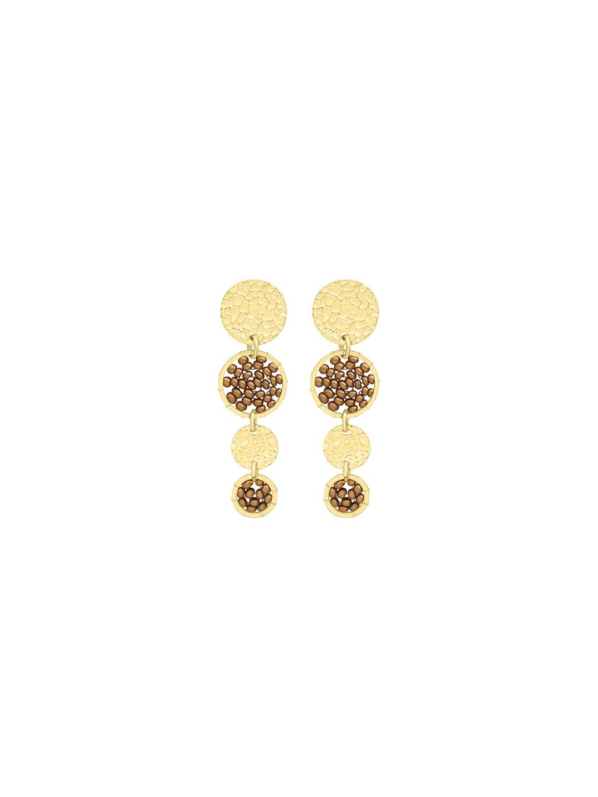 Sàntibé elegante champagne mini Lupin pendente orecchini mini LUP-CHAM-BO donna beige marrone oro 0034