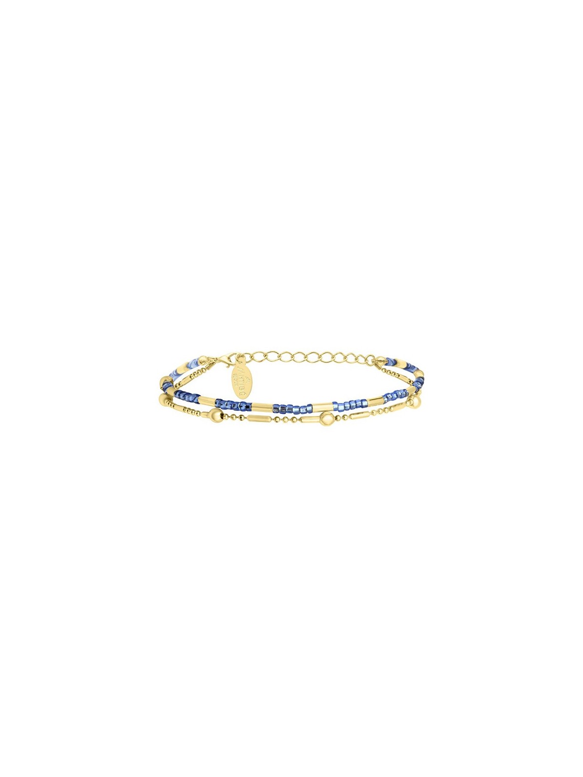 Sàntibé placcato oro double bracciale celeste Divine DIV1 TUB-CÉLE-BRA donna blu oro 0030