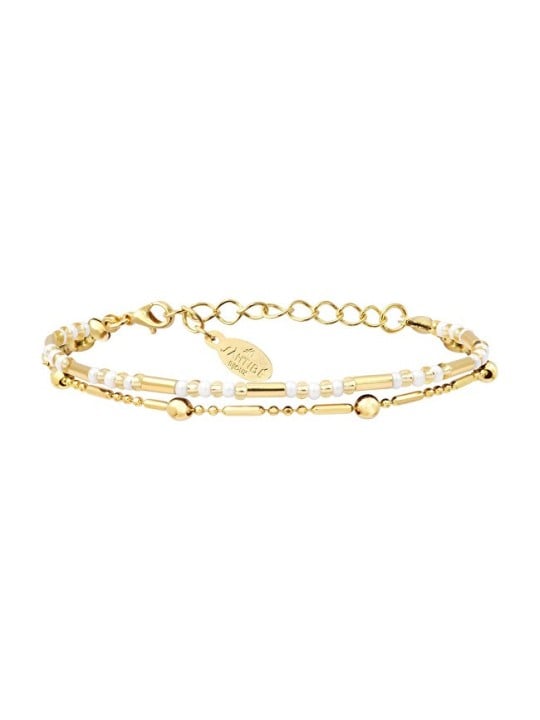 Sàntibé Blanc dorato Divine DIV1 TUB-BLAN-BRA-2 placcato oro double bracciale donna oro bianco 0028