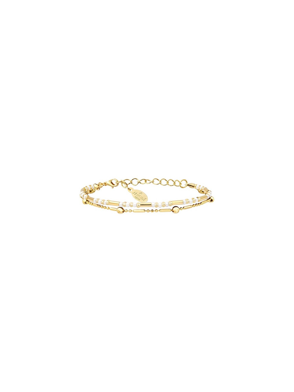 Sàntibé Blanc dorato Divine DIV1 TUB-BLAN-BRA-2 placcato oro double bracciale donna oro bianco 0028
