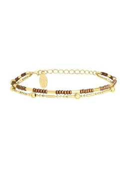 Sàntibé champagne Divine DIV1 TUB-CHAM-BRA placcato oro double bracciale donna beige marrone oro 0027