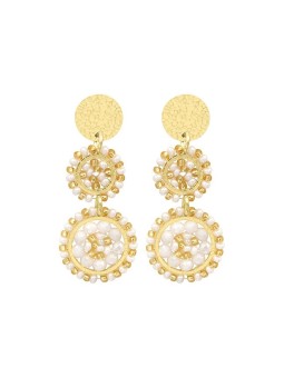 Sàntibé mini Mila Blanc dorato beaded pendente orecchini mini MIL-BLAN-BO-2 donna oro bianco 0037