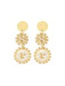 Sàntibé mini Mila Blanc dorato beaded pendente orecchini mini MIL-BLAN-BO-2 donna oro bianco 0037