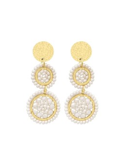 Sàntibé mini Mila Blanc beaded pendente orecchini mini MIL-BLAN-BO-1 donna oro bianco 0036