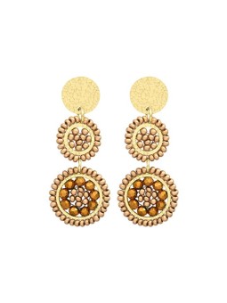 Sàntibé mini Mila champagne beaded pendente orecchini mini MIL-CHAM-BO donna beige marrone oro 0039