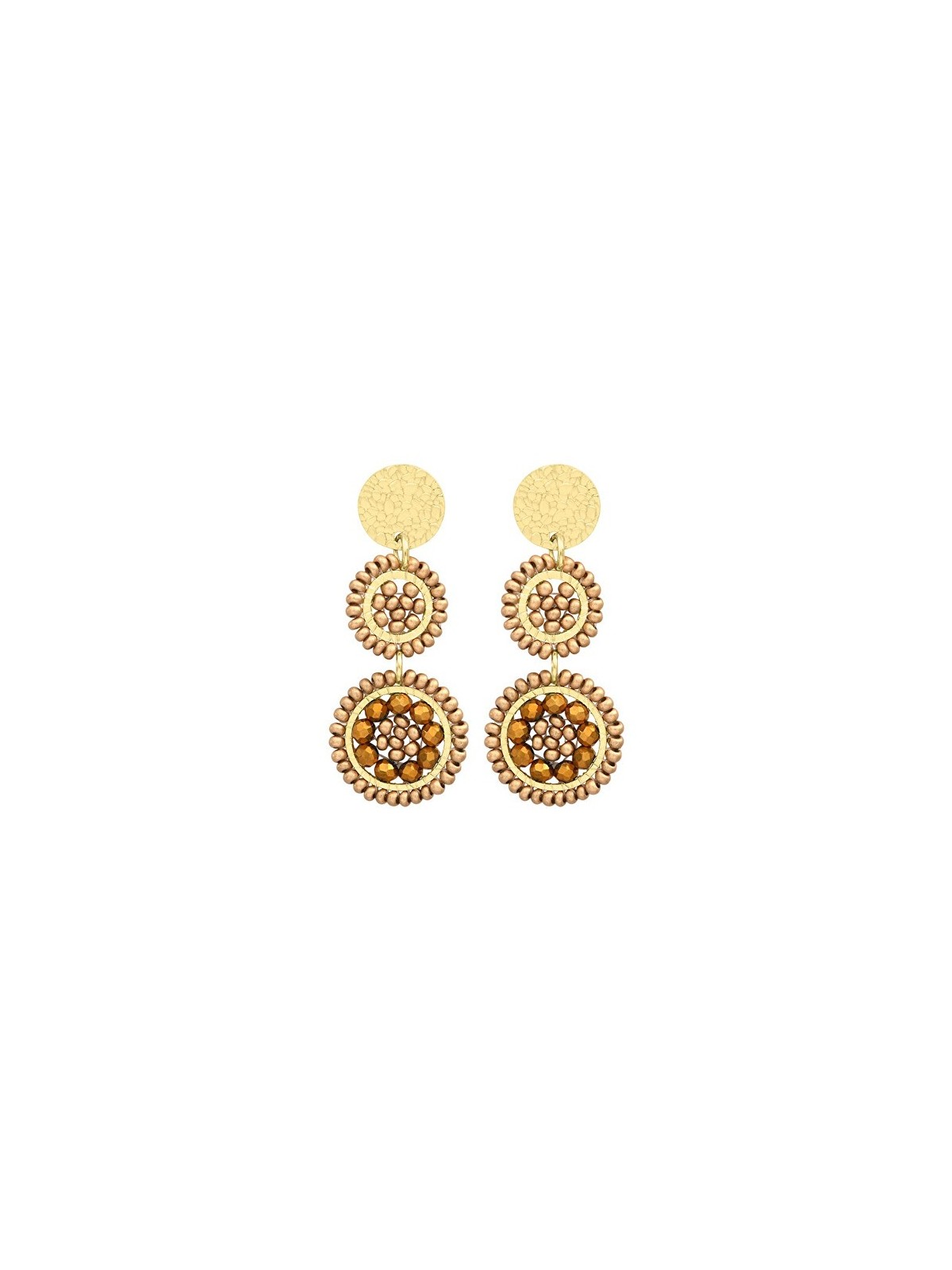 Sàntibé mini Mila champagne beaded pendente orecchini mini MIL-CHAM-BO donna beige marrone oro 0039
