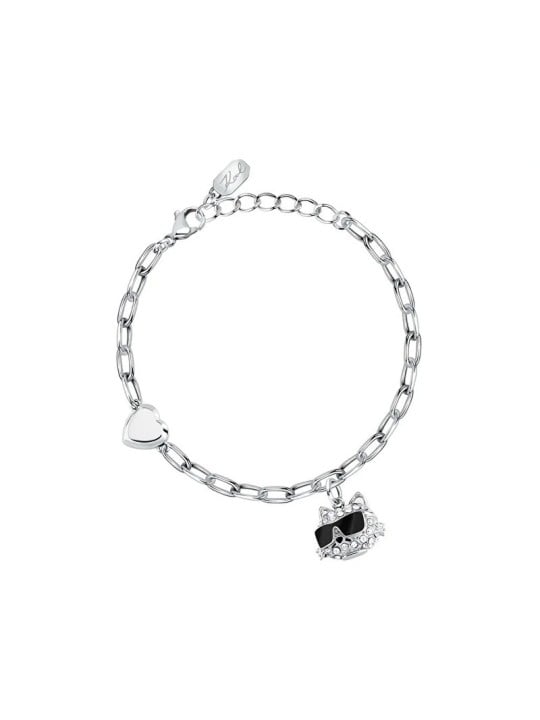 Karl Lagerfeld Iconic Choupette gatto fascino bracciale KLAYD16 donna nero trasparente argento 0187