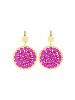 Sàntibé placcato oro orecchini fucsia mini Solène mini SOL-FUCH-BO donna fucsia oro 0041