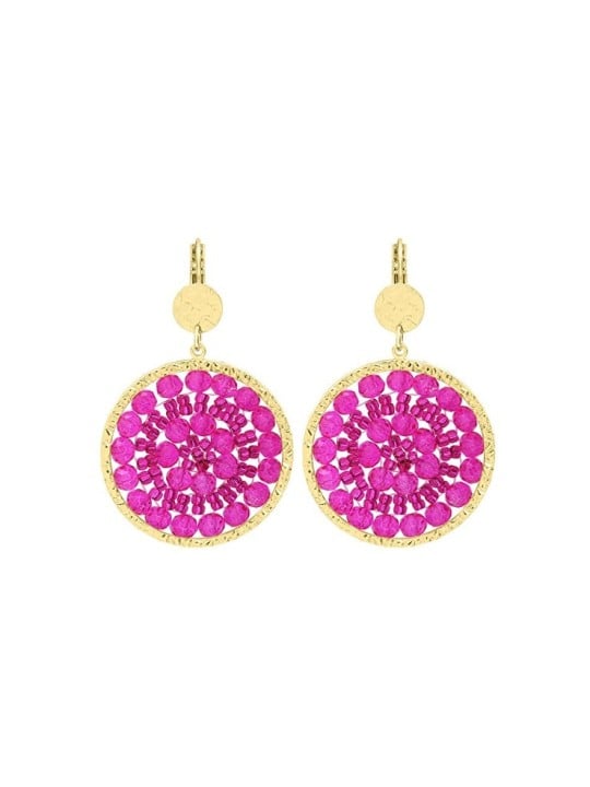 Sàntibé placcato oro orecchini fucsia mini Solène mini SOL-FUCH-BO donna fucsia oro 0041