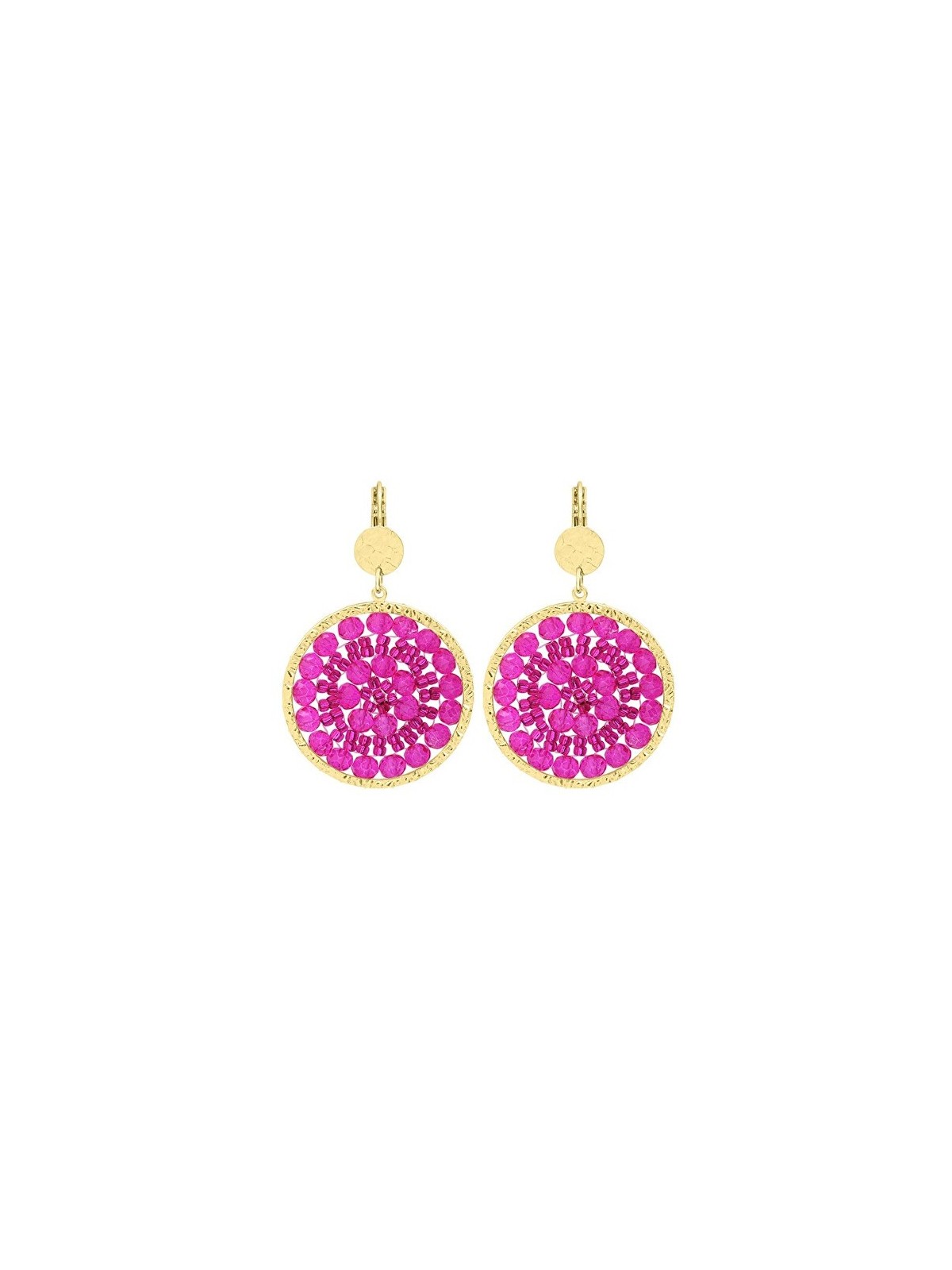 Sàntibé placcato oro orecchini fucsia mini Solène mini SOL-FUCH-BO donna fucsia oro 0041