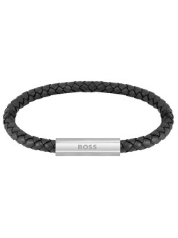 Hugo Boss Knitted pelle bracciale uomo 1580152 uomo nero 0124
