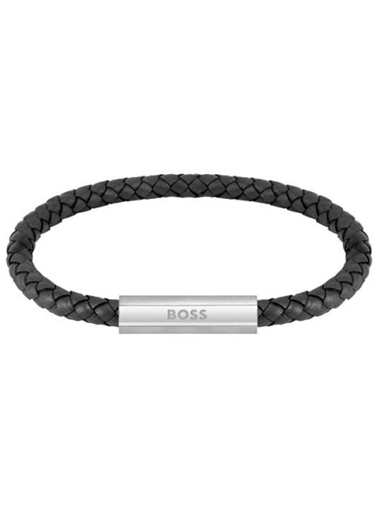 Hugo Boss Knitted pelle bracciale uomo 1580152 uomo nero 0124