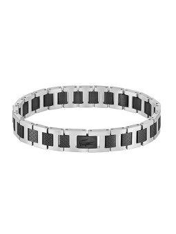 Lacoste uomo acciaio bracciale metropole 2040418 uomo nero argento 0222