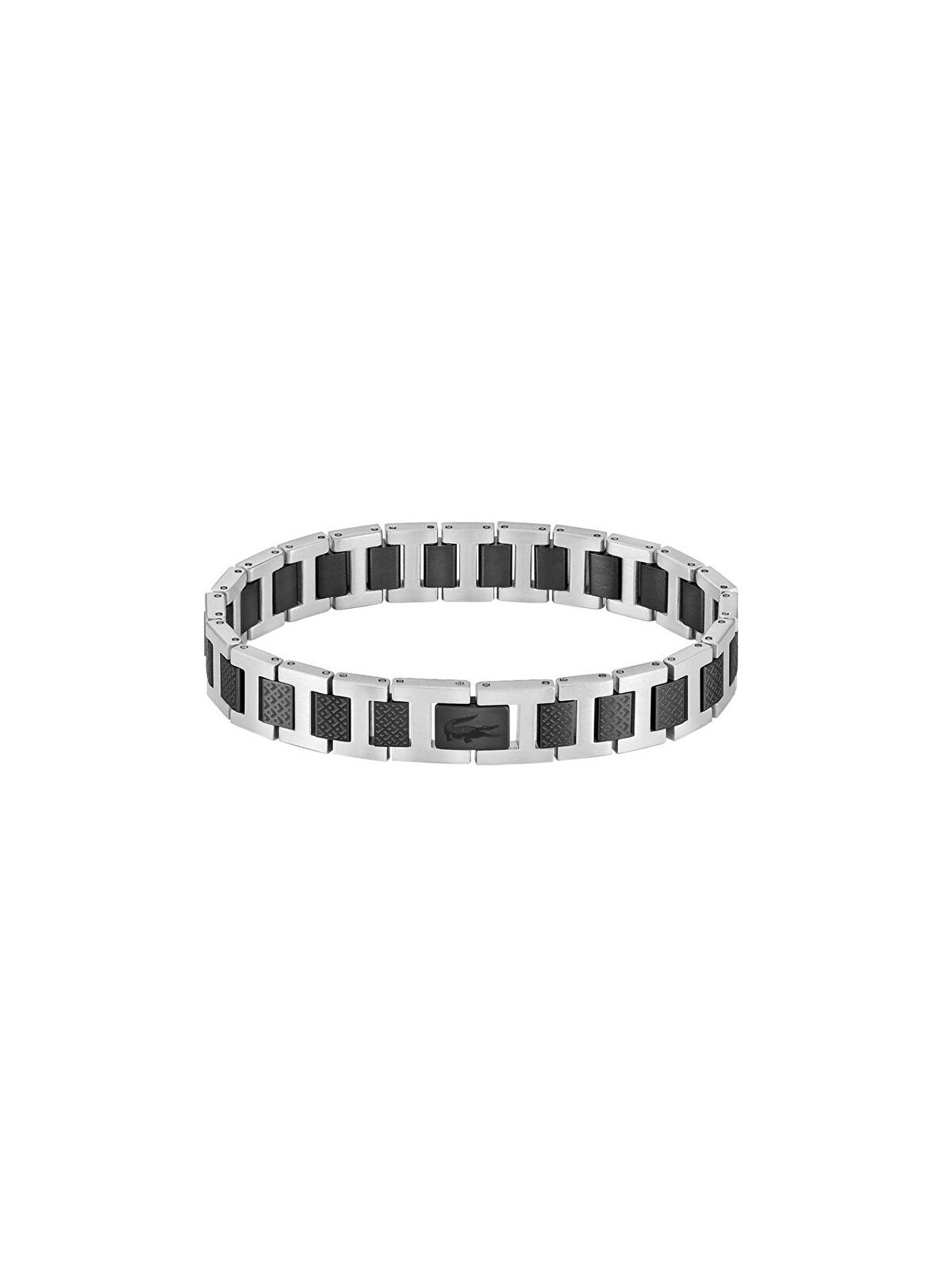Lacoste uomo acciaio bracciale metropole 2040418 uomo nero argento 0222