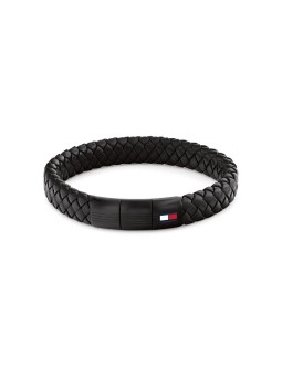 Tommy Hilfiger intrecciato pelle bracciale con acciaio chiusura 2790662 uomo nero tricolore 1730