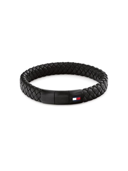 Tommy Hilfiger intrecciato pelle bracciale con acciaio chiusura 2790662 uomo nero tricolore 1730
