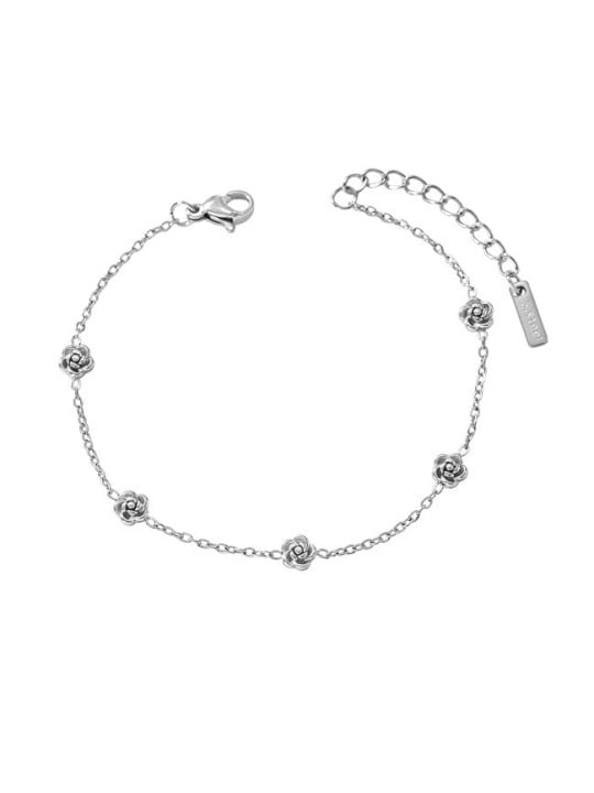 Troli delicato acciaio bracciale con fiori argento donna argento 4714