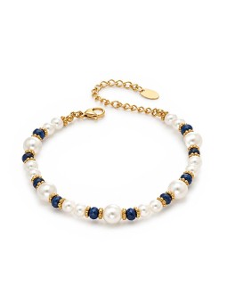 Troli Beaded bracciale con sintetico perle oro donna blu oro perlato bianco 4730