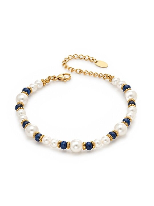 Troli Beaded bracciale con sintetico perle oro donna blu oro perlato bianco 4730
