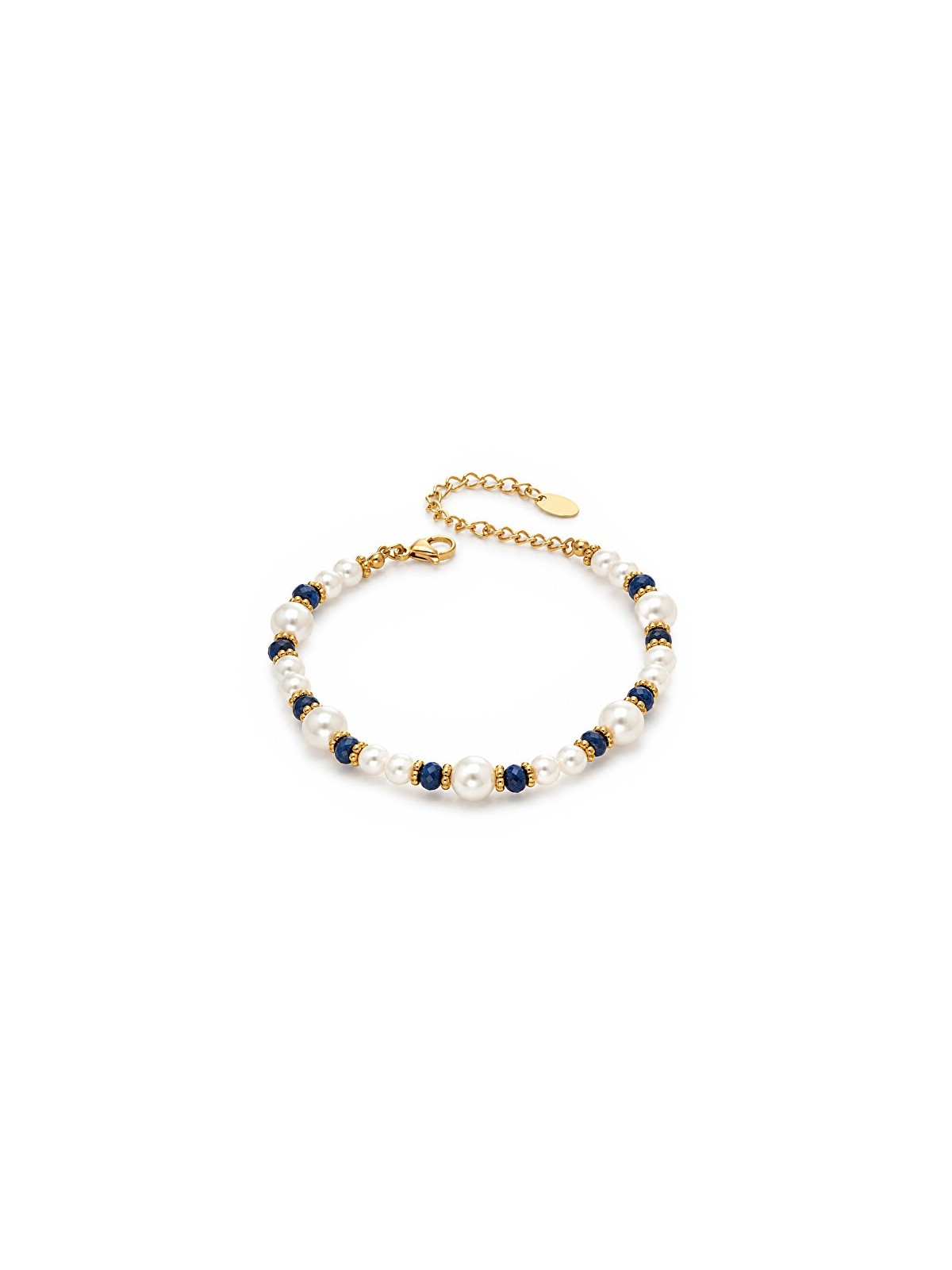 Troli Beaded bracciale con sintetico perle oro donna blu oro perlato bianco 4730