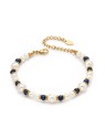 Troli Beaded bracciale con sintetico perle oro donna blu oro perlato bianco 4730