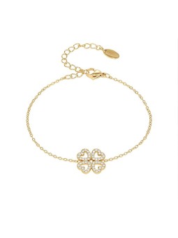 Troli donna placcato oro bracciale quadrifoglio trifoglio con zirconi oro donna trasparente oro 4729