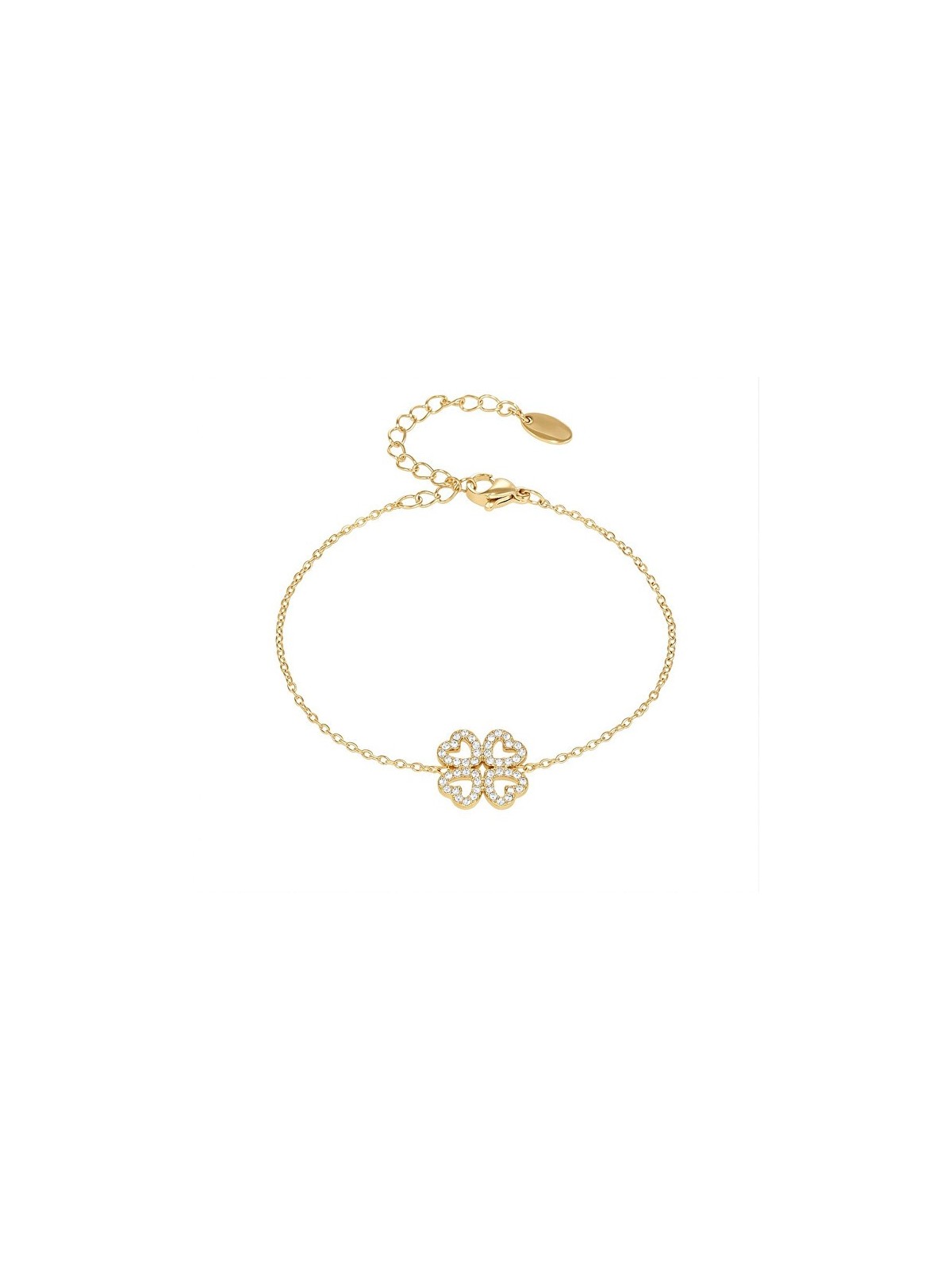 Troli donna placcato oro bracciale quadrifoglio trifoglio con zirconi oro donna trasparente oro 4729