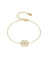 Troli donna placcato oro bracciale quadrifoglio trifoglio con zirconi oro donna trasparente oro 4729