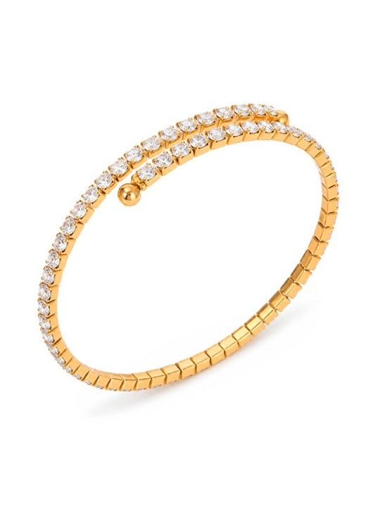 Troli lucido regolabile bracciale fatto di oro acciaio donna trasparente oro 4756