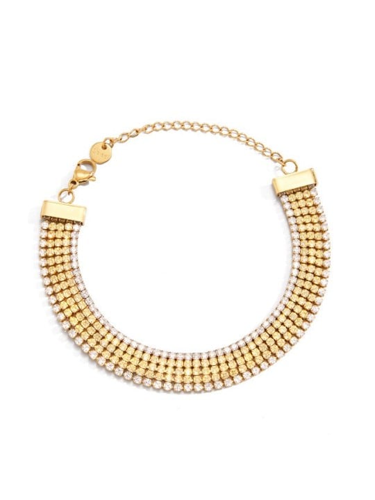 Troli lussuoso placcato oro bracciale con zirconi oro donna trasparente oro giallo 4764