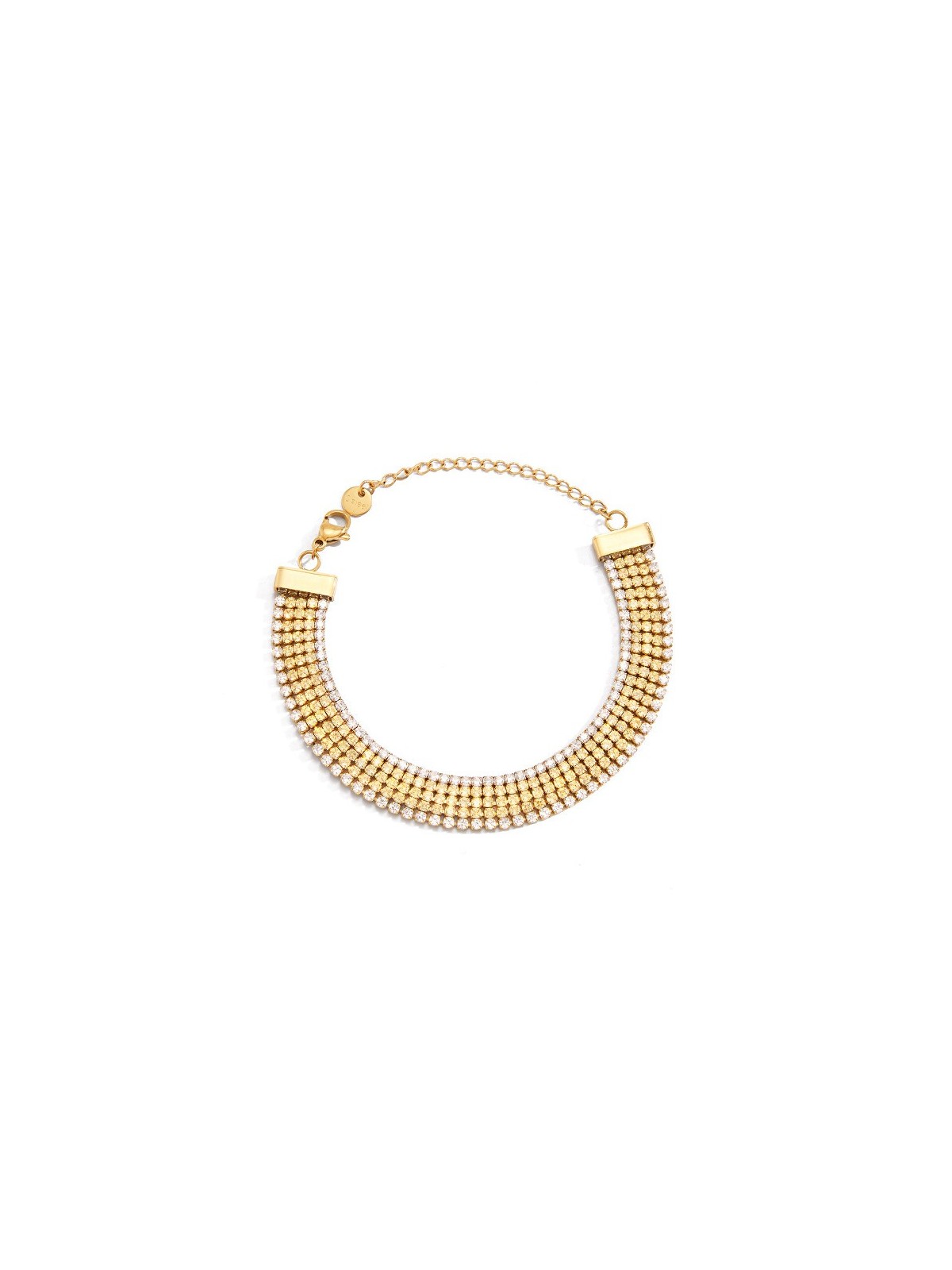 Troli lussuoso placcato oro bracciale con zirconi oro donna trasparente oro giallo 4764