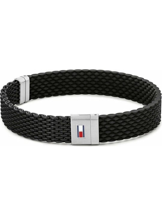 Tommy Hilfiger elegante silicone bracciale 2790240S uomo nero argento 1062