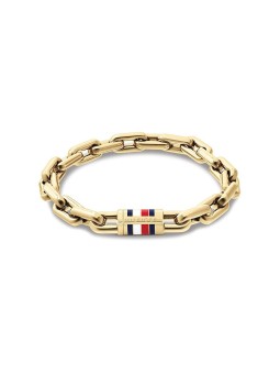 Tommy Hilfiger distintivo placcato oro uomo catena bracciale 2790752 uomo oro tricolore 1872