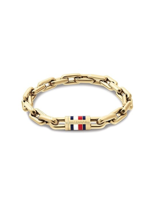 Tommy Hilfiger distintivo placcato oro uomo catena bracciale 2790752 uomo oro tricolore 1872