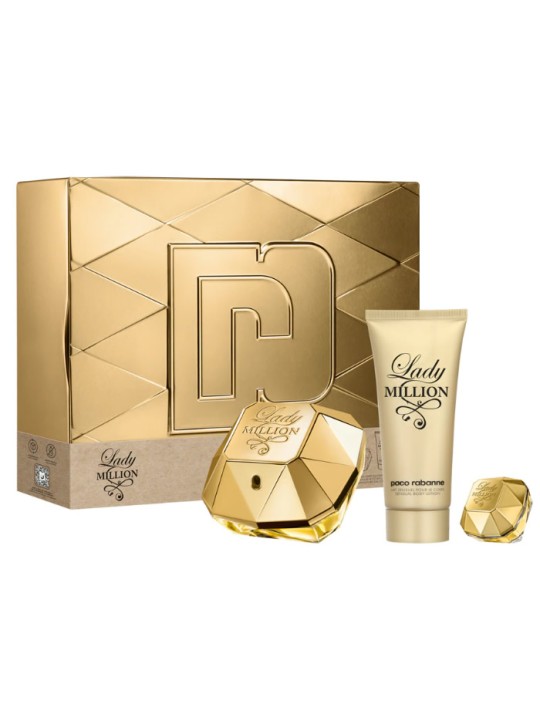 Paco Rabanne Lady Million Eau De Parfum Spray 80ml Set 3 Pezzi