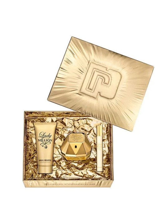 Paco Rabanne Lady Million Eau De Parfum Spray 80ml Set 3 Pezzi