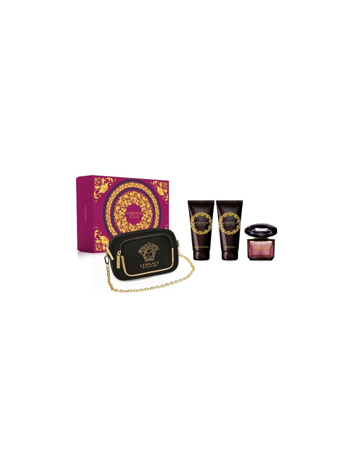 Versace Crystal Noir Eau De Toilette Spray 90ml Set 4 Pezzi