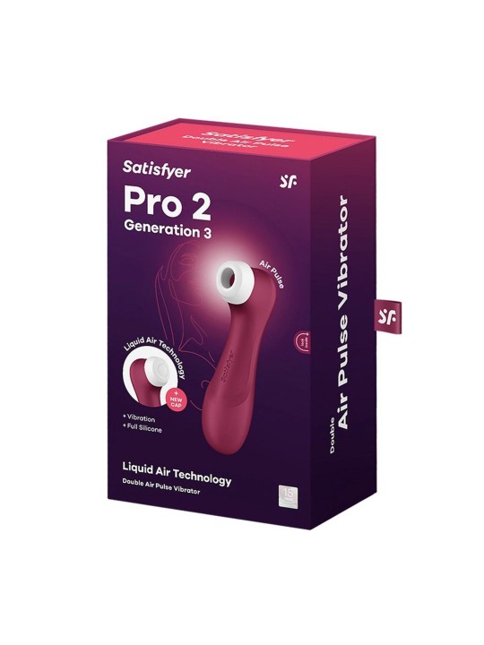 SATISFYER PRO2 G3 VIBRATORE ARIA DOPPIO IMPULSO VINO ROSSO 1UN