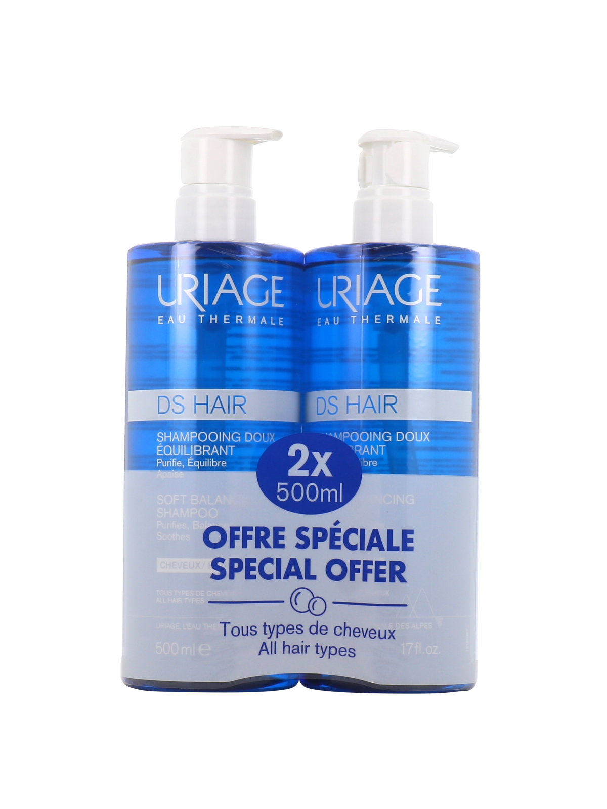 Uriage DS HAIR Shampoo Regolatore Lisciante Duo 2 x 500ml Unisex