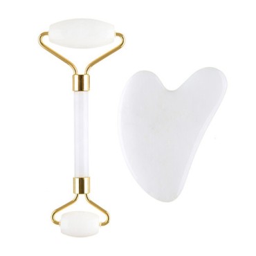 Palsar 7 Guasha Jadeit Rullo in Giada Bianca Set Guasha