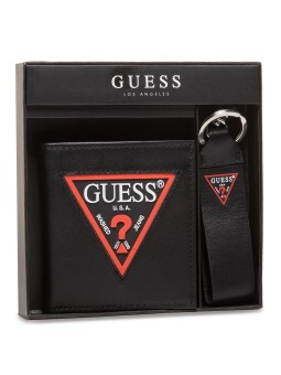 Set Guess Guess Portachiavi Nero Daelon Portafoglio in Pelle