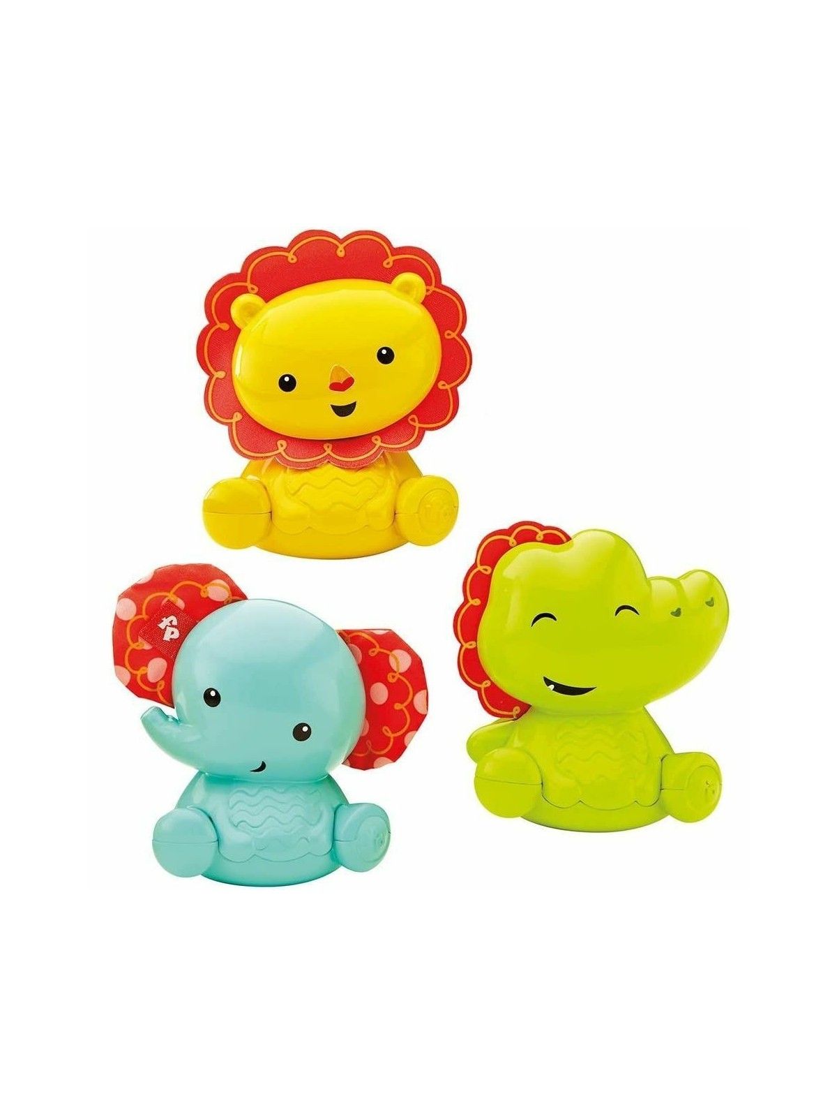 Fisher Price RolyPolly Amici Leone Elefante Coccodrillo Set di