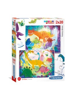 Clementoni Supercolor Puzzle Divertenti Dinos 2 x 20 pezzi 3