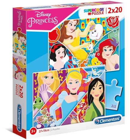 Clementoni Supercolor Puzzle Disney Principesse 2 x 20 pezzi
