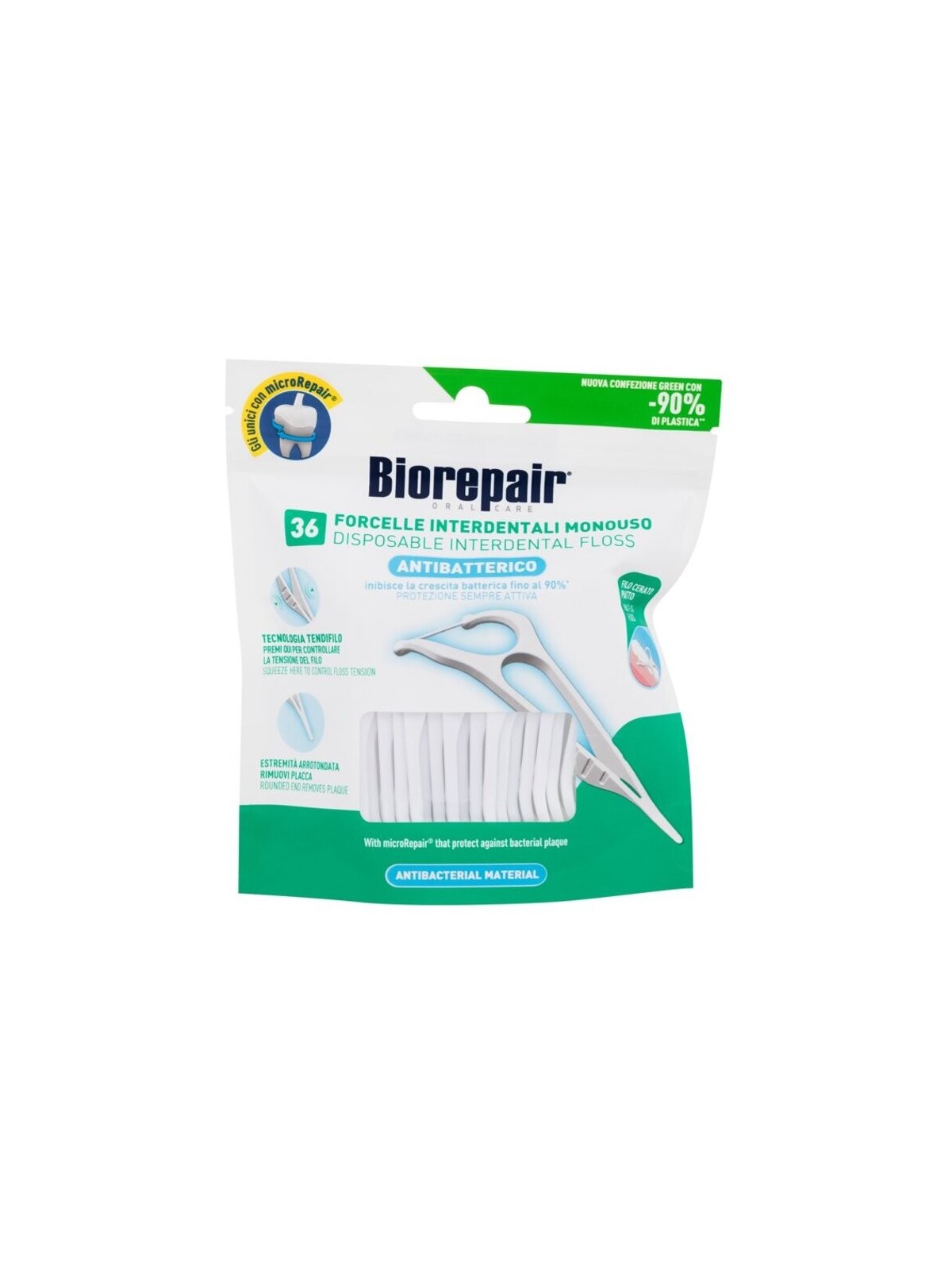 Biorepair Filo interdentale monouso antibatterico Filo