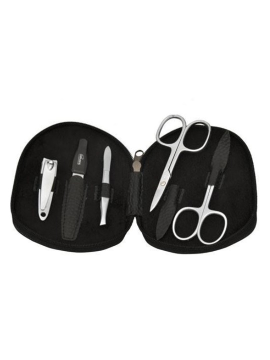 DuKaS PL112 Solingen Manicure da uomo in vera pelle nera uomo