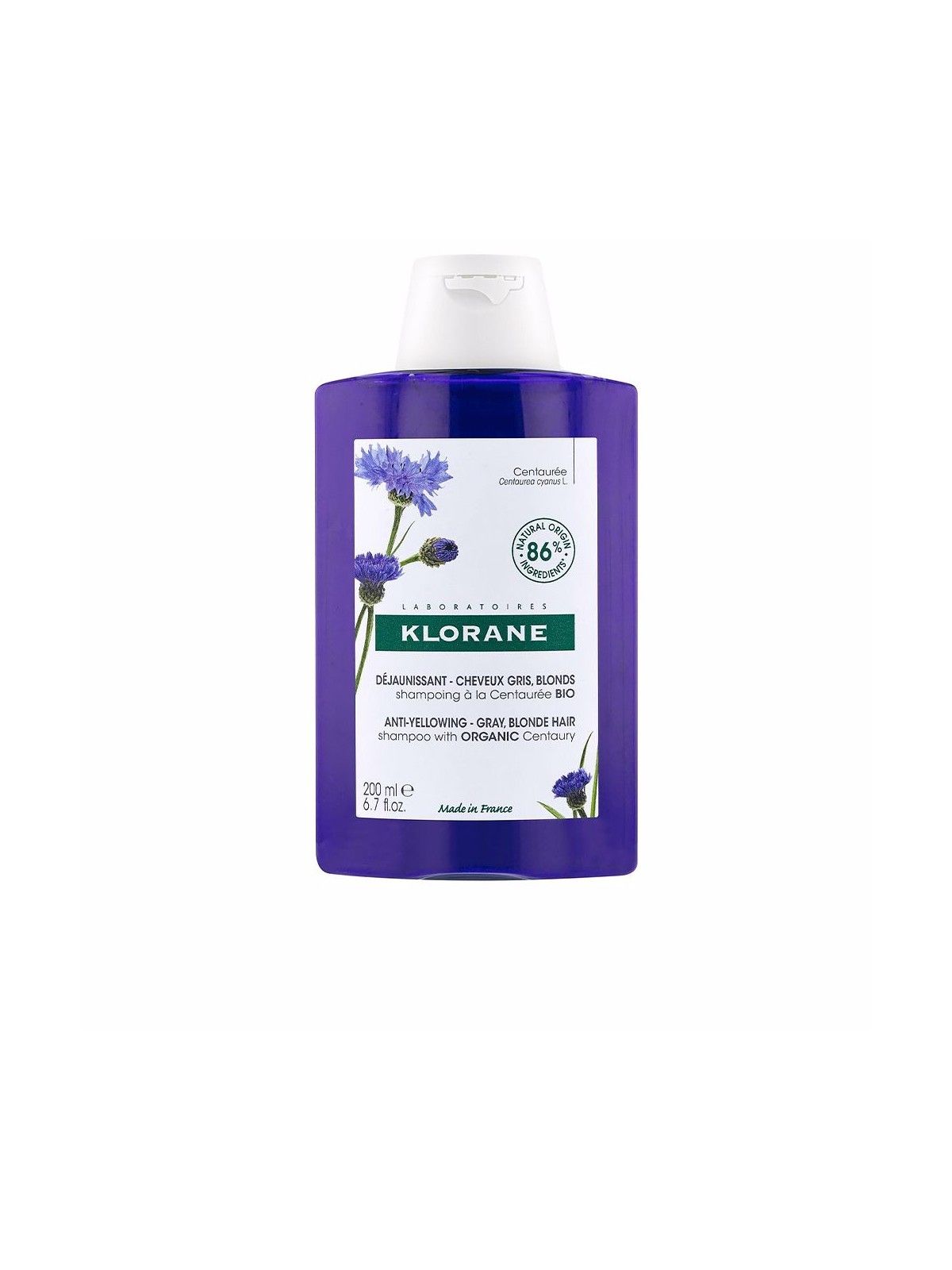 Klorane Anti-Yellowing Shampoo With Centaury 200ml Gray, Blond Hair