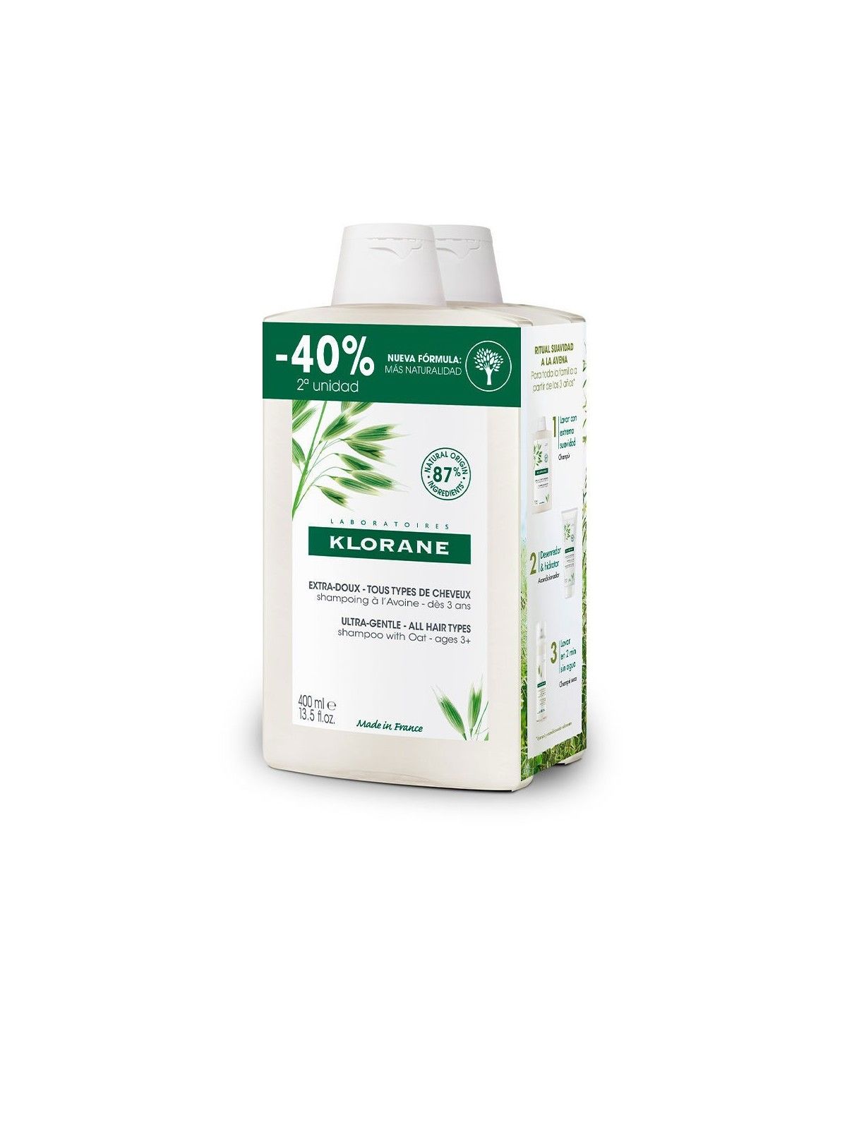 Klorane Shampoo Latte d'Avena Delicato Duo 2 x 400ml - Unisex 400ml
